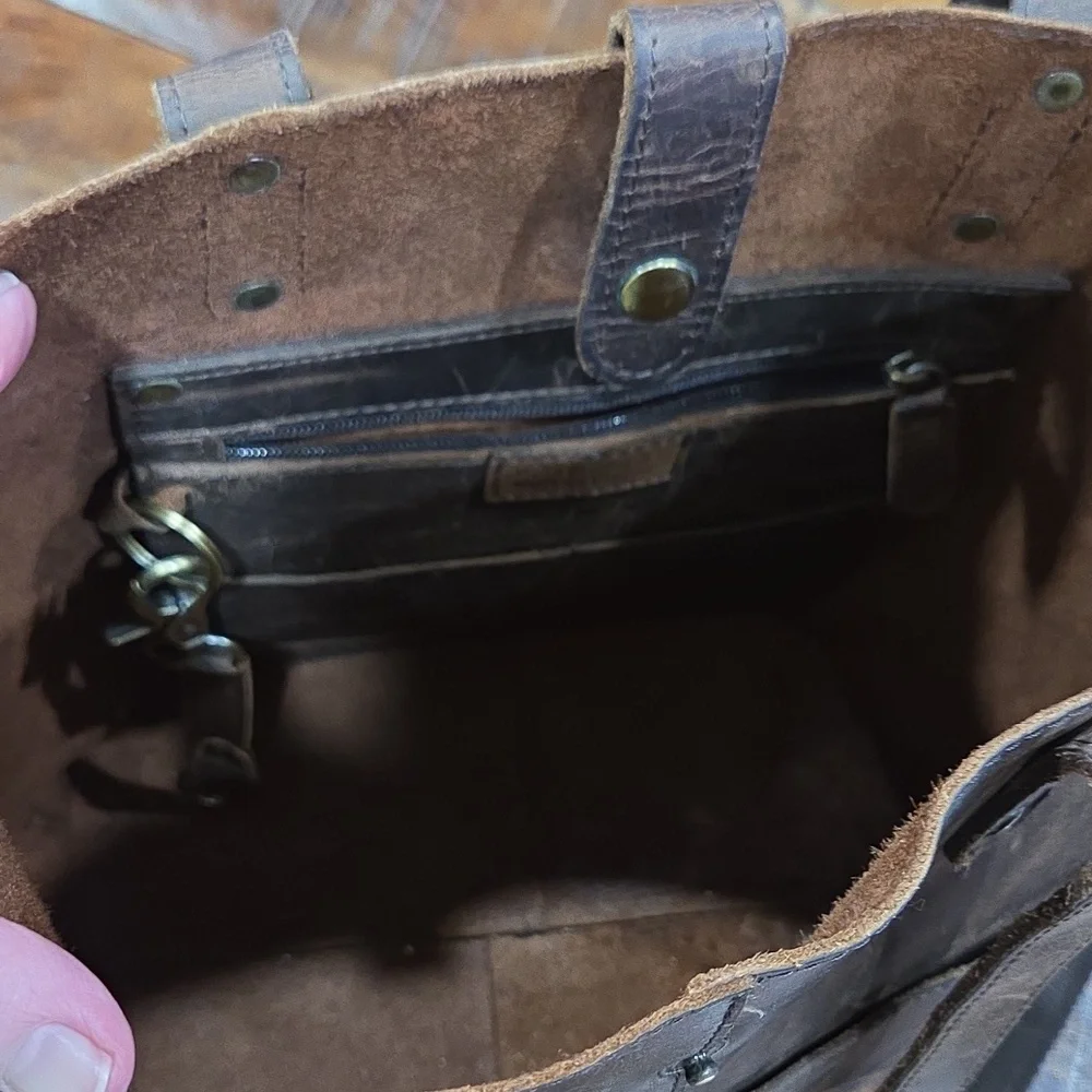 Vintage Genuine Brown Leather Men's Bag